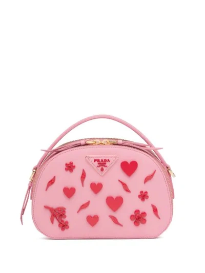 Shop Prada Odette Shoulder Bag In F0my4 Petal Pink+fiery Red