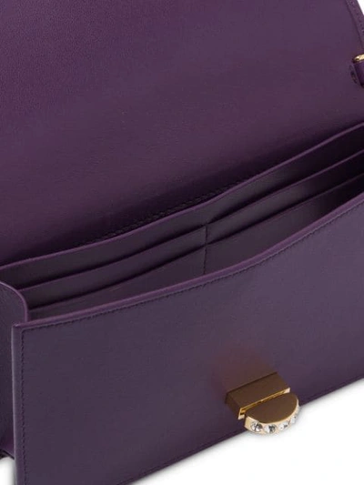 Shop Miu Miu Matelassé Embellished Cross-body Bag - Purple