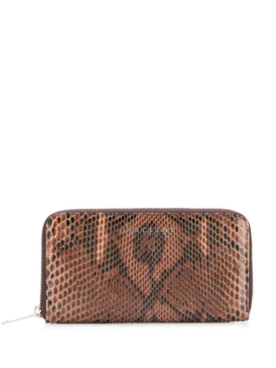 Shop Orciani Snake-effect Wallet In Brown