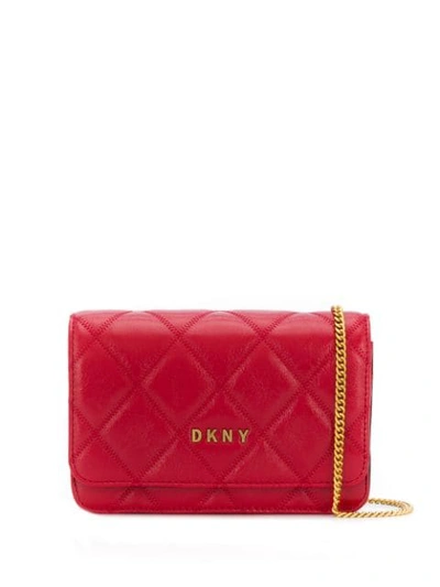 Shop Dkny Sofia Quilted Crossbody Bag In Red