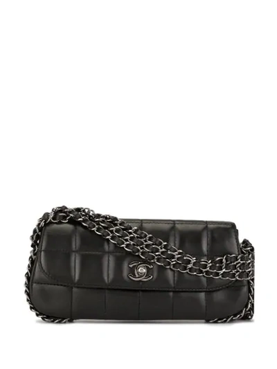 Pre-owned Chanel Choco Bar Cc Shoulder Bag In Black