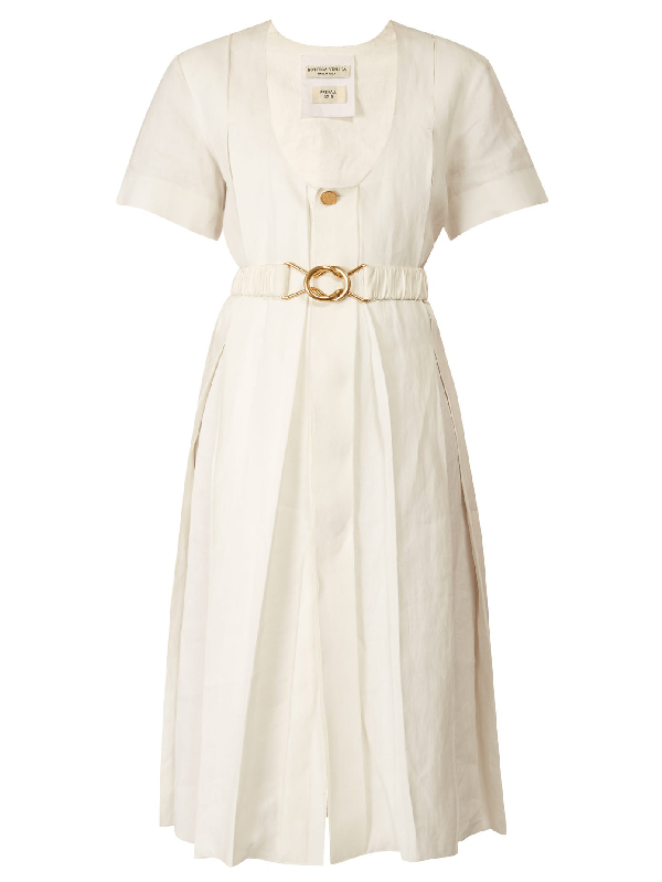 white midi pleated dress