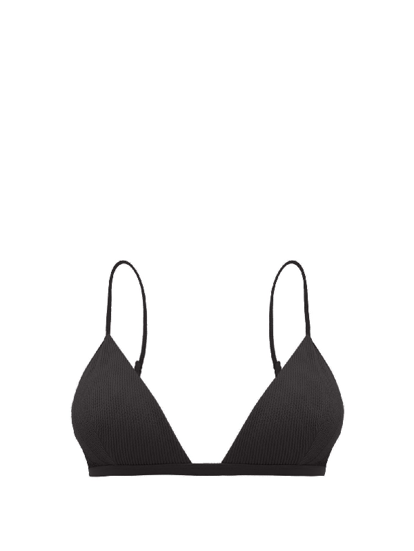 Ganni Ribbed Triangle Bikini Top In Black | ModeSens