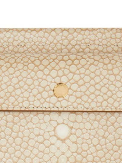 Shop Burberry Mini Fish-scale Print Title Bag With Pocket Detail In Neutrals