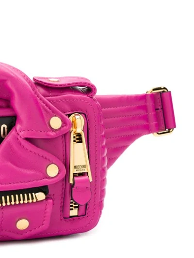Shop Moschino Biker Belt Bag In Pink