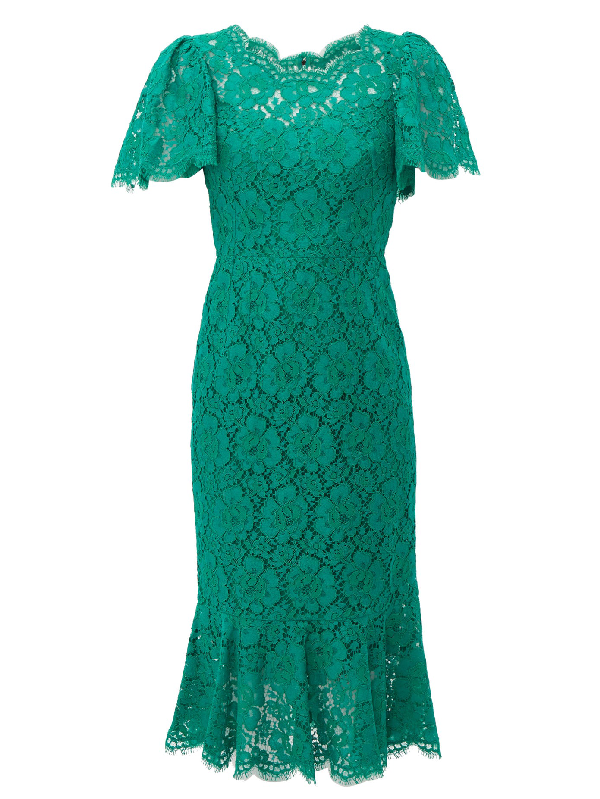 lace midi dress green