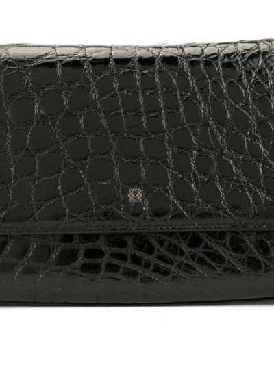 Pre-owned Loewe Crocodile Effect Crossbody Bag In Black
