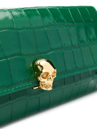 Shop Alexander Mcqueen Crocodile-effect Leather Clutch Bag In Green