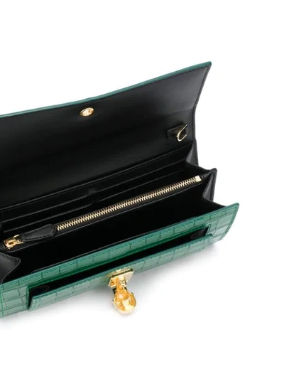 Shop Alexander Mcqueen Crocodile-effect Leather Clutch Bag In Green