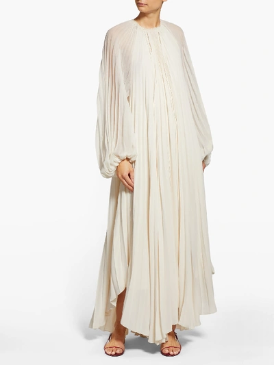 The Row Martina Knife Pleated Full sleeve Dress In Ivory ModeSens