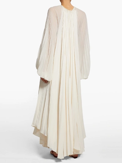 The Row Martina Knife Pleated Full sleeve Dress In Ivory ModeSens