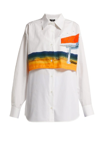 Calvin Klein 205w39nyc Billboard-print Overlay Long-sleeve Button-down Shirt  In White Multi | ModeSens