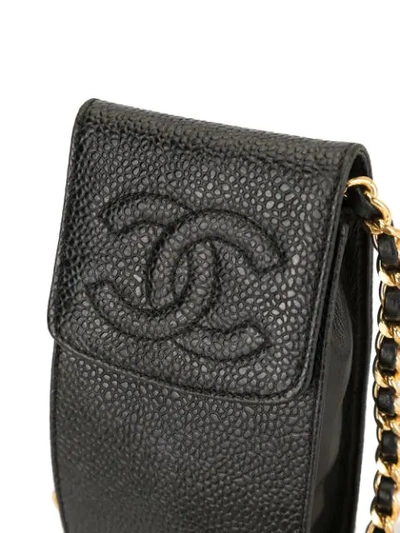 Pre-owned Chanel Cc Chain Mobile Phone Case Shoulder Bag In Black