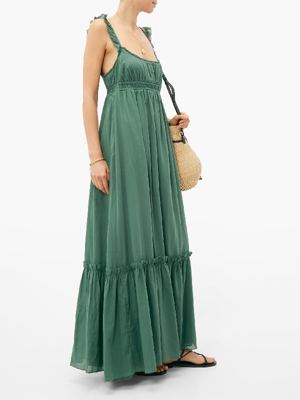 Loup Charmant Sonnet Empire-waist Cotton Maxi Dress In Green | ModeSens