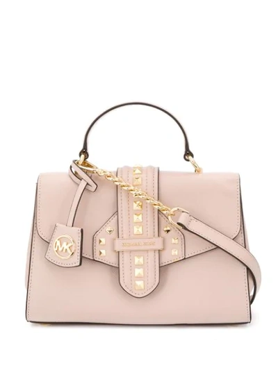 Shop Michael Michael Kors Bleecker Small Studded Crossgrain Bag In 187 Soft Pink