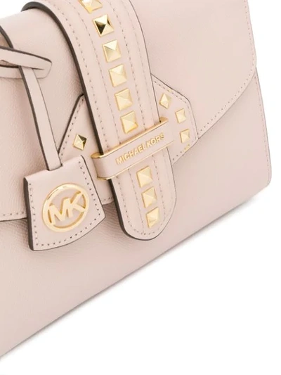 Shop Michael Michael Kors Bleecker Small Studded Crossgrain Bag In 187 Soft Pink