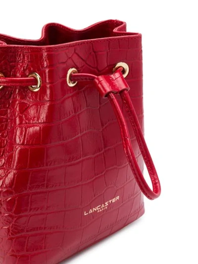 Shop Lancaster Croc Effect Bucket Bag In Rouge