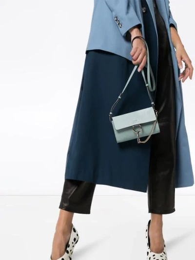 Shop Chloé Faye Leather Wallet Bag In Blue