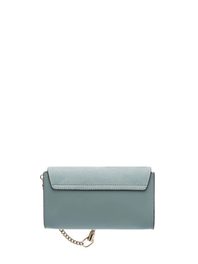 Shop Chloé Faye Leather Wallet Bag In Blue