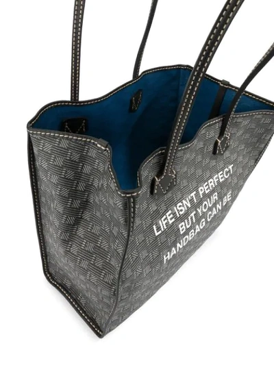 Shop Moreau Slogan Detail Tote Bag In Grey