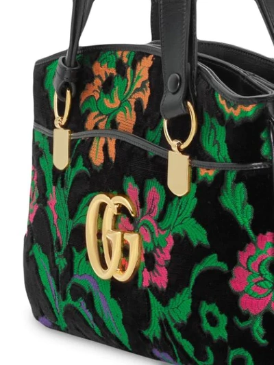 Shop Gucci Large Floral Arli Bag In Green