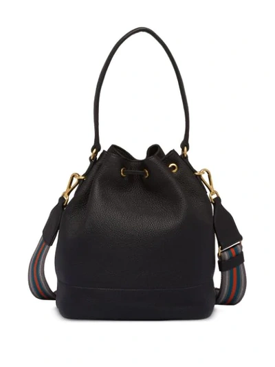 Shop Prada Leather Bucket Bag In Black