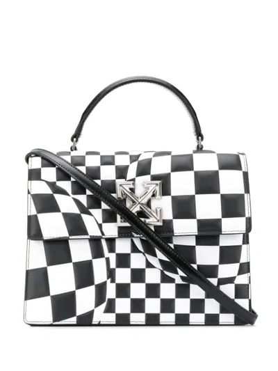 Shop Off-white Checkered Jitney 1.0 Tote In Black