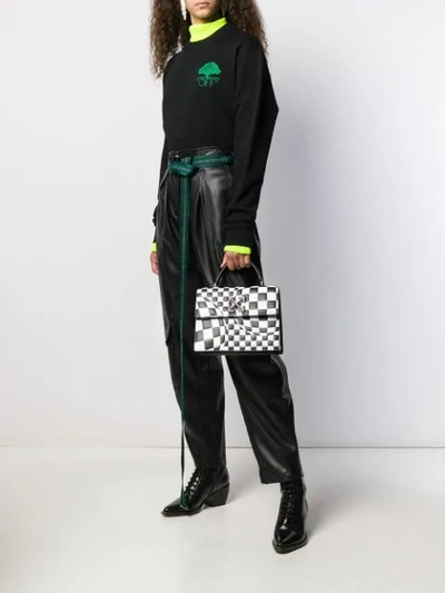 Shop Off-white Checkered Jitney 1.0 Tote In Black