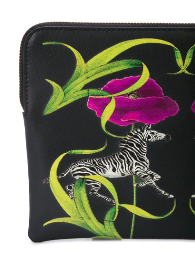 Shop Cynthia Rowley Zebra And Floral Print Clutch In Black