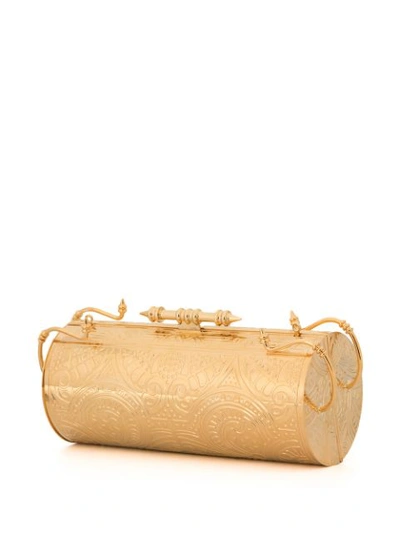 Shop Okhtein 'felucca' Clutch In Gold