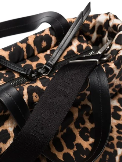 Shop Prada Small Leopard-print Shopping Tote In Black