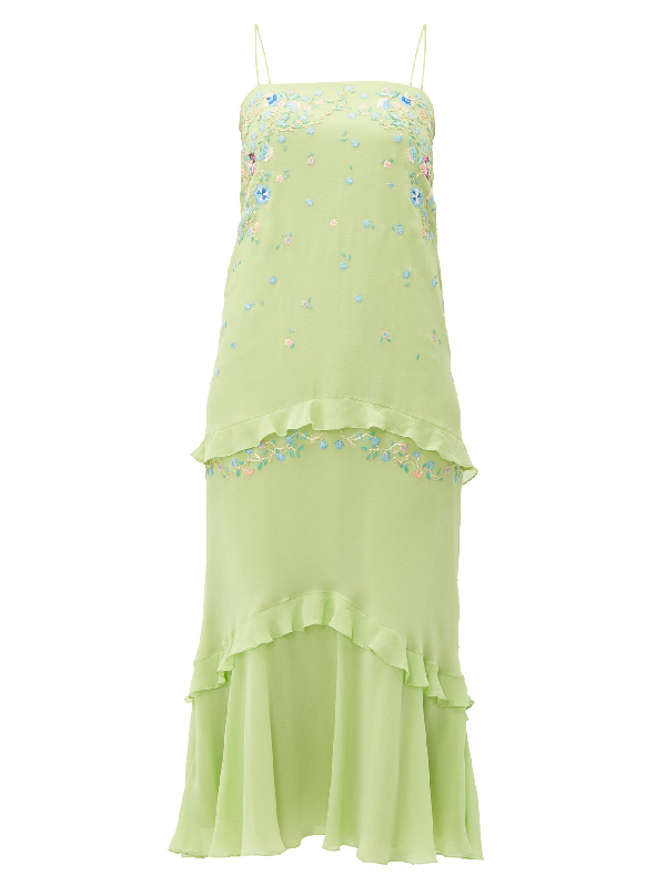 light green silk dress