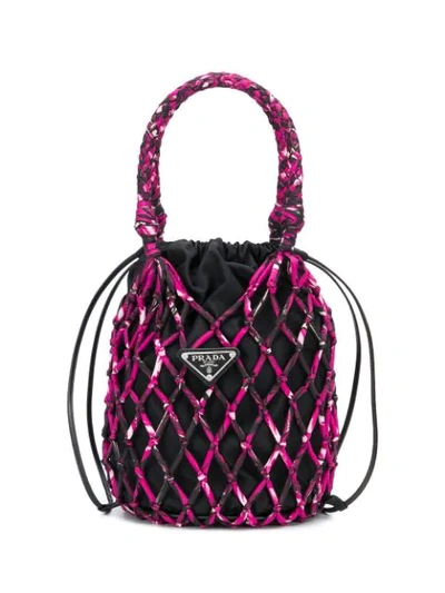 Shop Prada Net Effect Bucket Bag In Pink