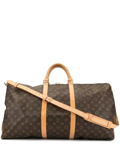 Pre-owned Louis Vuitton 2000 Keepall 60 Bandouliere Travel Bag In Brown