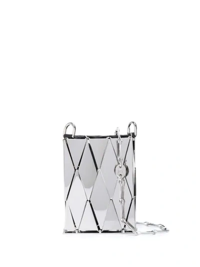 Shop Paco Rabanne Metallic Tile Crossbody Mini Bag In Silver