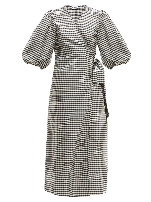ganni black wrap dress