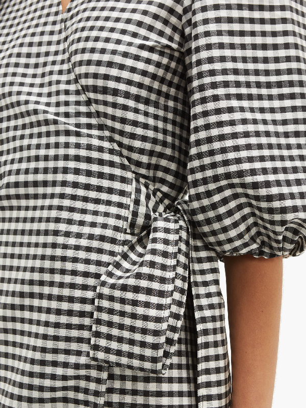 ganni gingham wrap dress