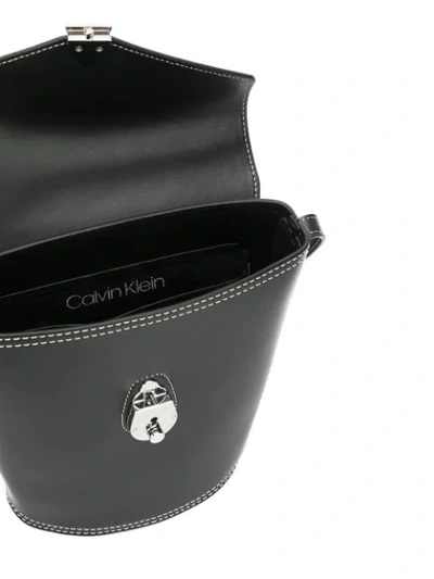 Shop Calvin Klein 205w39nyc Hanging Tag Detail Bucket Bag In Black