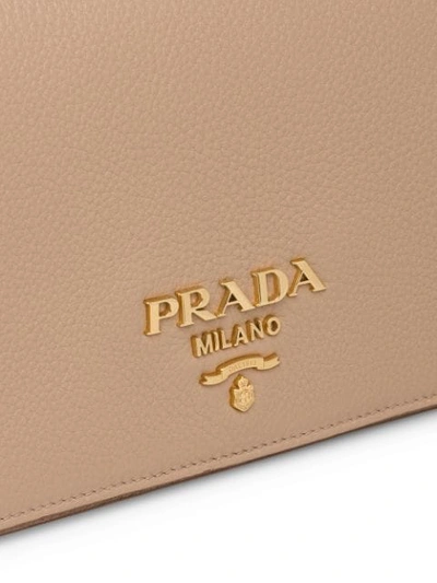 Shop Prada Logo Shoulder Bag In Neutrals