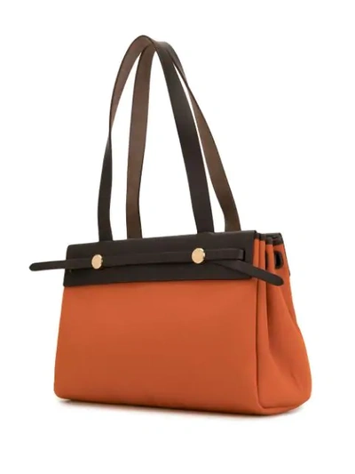 Pre-owned Hermes  Her Bag Cabas Pm 2 In 1 Bag In Orange