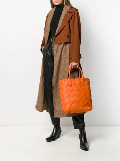 Shop Bottega Veneta Intrecciato Weave Tote Bag In Orange