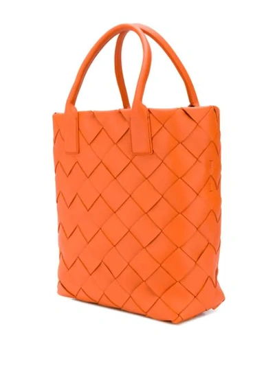 Shop Bottega Veneta Intrecciato Weave Tote Bag In Orange