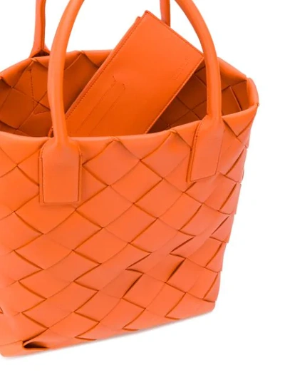 Shop Bottega Veneta Intrecciato Weave Tote Bag In Orange