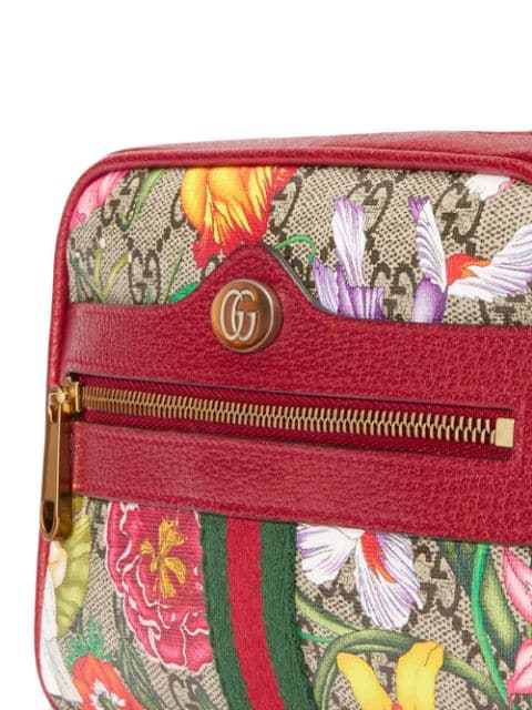 Gucci Mini Ophidia Floral Gg Supreme Canvas Crossbody Bag In Red/gg ...