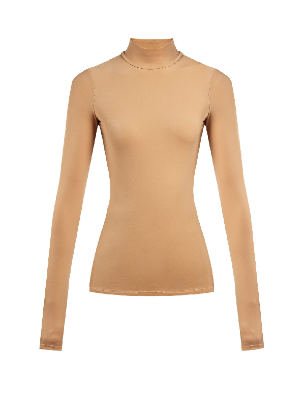 beige mock neck top