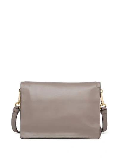 Shop Prada Logo Plaque Shoulder Bag In Grey