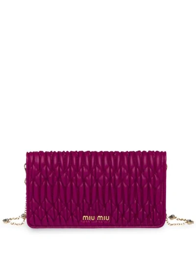 Shop Miu Miu Crystal Gold Mini-bag In Pink