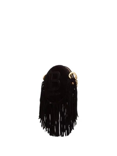 Shop Balmain Disco Fringed Crossbody Bag In Black