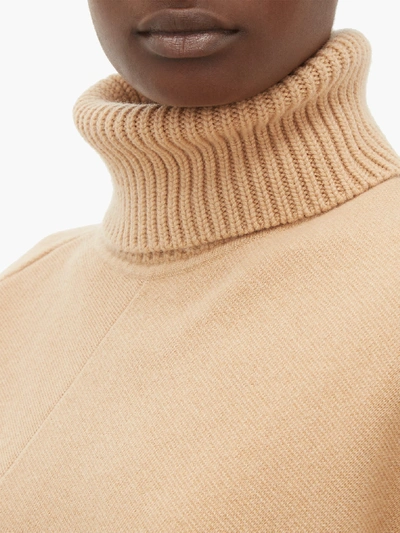 Shop Chloé Roll-neck Cashmere Poncho In Camel