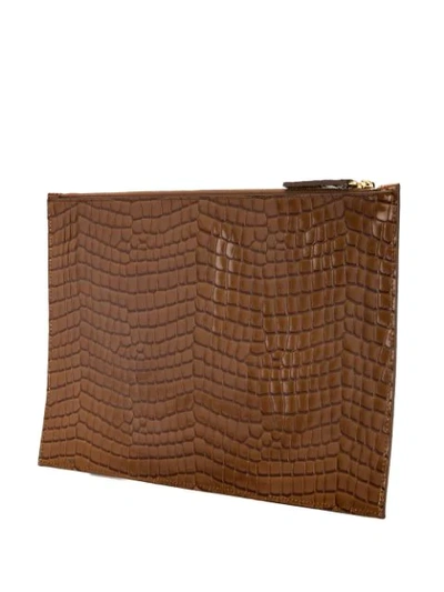 Shop L'autre Chose Large Logo Patch Clutch Bag In Brown